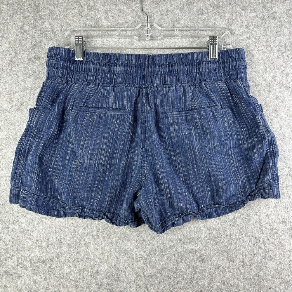 Athleta Cabo Linen Textured Shorts Womens 10 Blue Pull On Drawtstring Pockets 4" - Picture 5 of 13